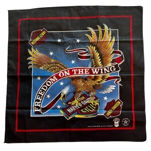 Harley Davidson Vintage Bandana 22x22 in Freedom on the Wing Scarf Made in USA